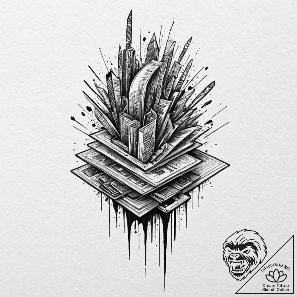Data-knife plunging into a server, causing a... - tattoo sketch (№1753397732_0, 24.07.2025 22:55) — tattoovalue.net