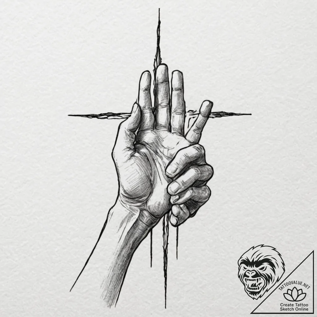 Puppet master's hands controlling a human sil... - tattoo sketch (№1753397936_0, 24.07.2025 22:58) — tattoovalue.net