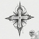 Old banner torn by wind, ink illustration for… – tattoo sketch (№1753398140_0, 24.07.2025 23:02) — tattoovalue.net