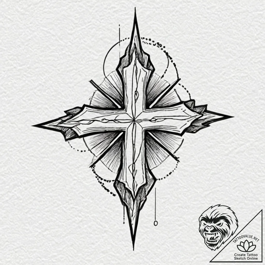 Old banner torn by wind, ink illustration for... - tattoo sketch (№1753398140_0, 24.07.2025 23:02) — tattoovalue.net