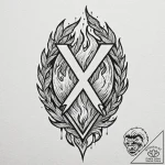 Undying flame devouring ancient rune, tattoo… – tattoo sketch (№1753398344_0, 24.07.2025 23:05) — tattoovalue.net