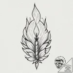 A single burning match, tattoo flash sheet de… – tattoo sketch (№1753398548_0, 24.07.2025 23:09) — tattoovalue.net