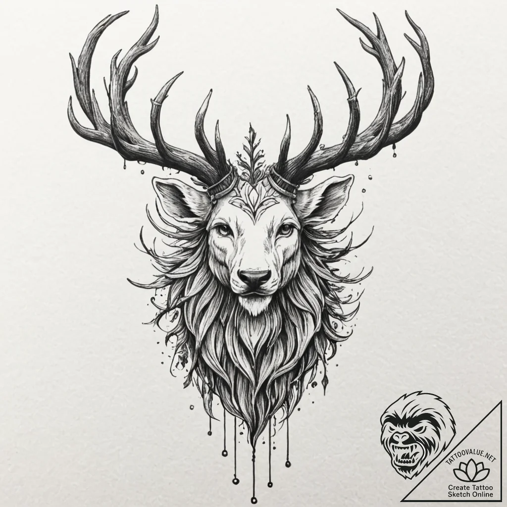 A slavic leshy (forest spirit), tattoo drawin... - tattoo sketch (№1753398760_0, 24.07.2025 23:12) — tattoovalue.net