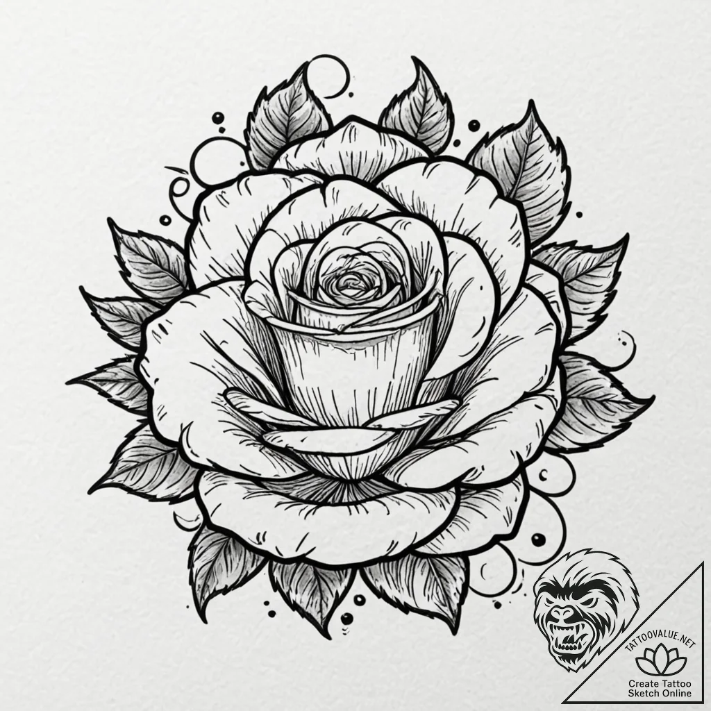 Ice roses frozen in time, tattoo drawing outl... - tattoo sketch (№1753398965_0, 24.07.2025 23:16) — tattoovalue.net