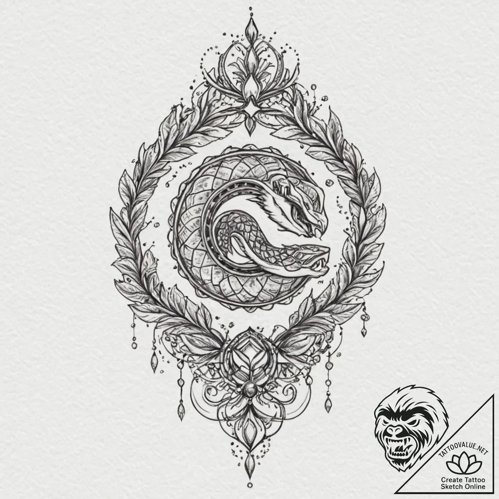 Frozen serpent crowned with starlight, tattoo... - tattoo sketch (№1753399169_0, 24.07.2025 23:19) — tattoovalue.net