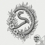 Ice serpent beneath celestial bloom, tattoo d… – tattoo sketch (№1753399384_0, 24.07.2025 23:23) — tattoovalue.net