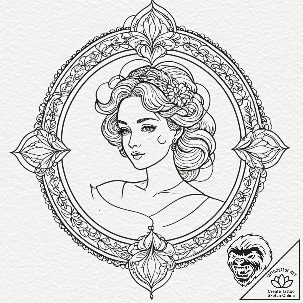 Symbol of a goddess (e.g., venus's mirror, di... - tattoo sketch (№1753399992_0, 24.07.2025 23:33) — tattoovalue.net