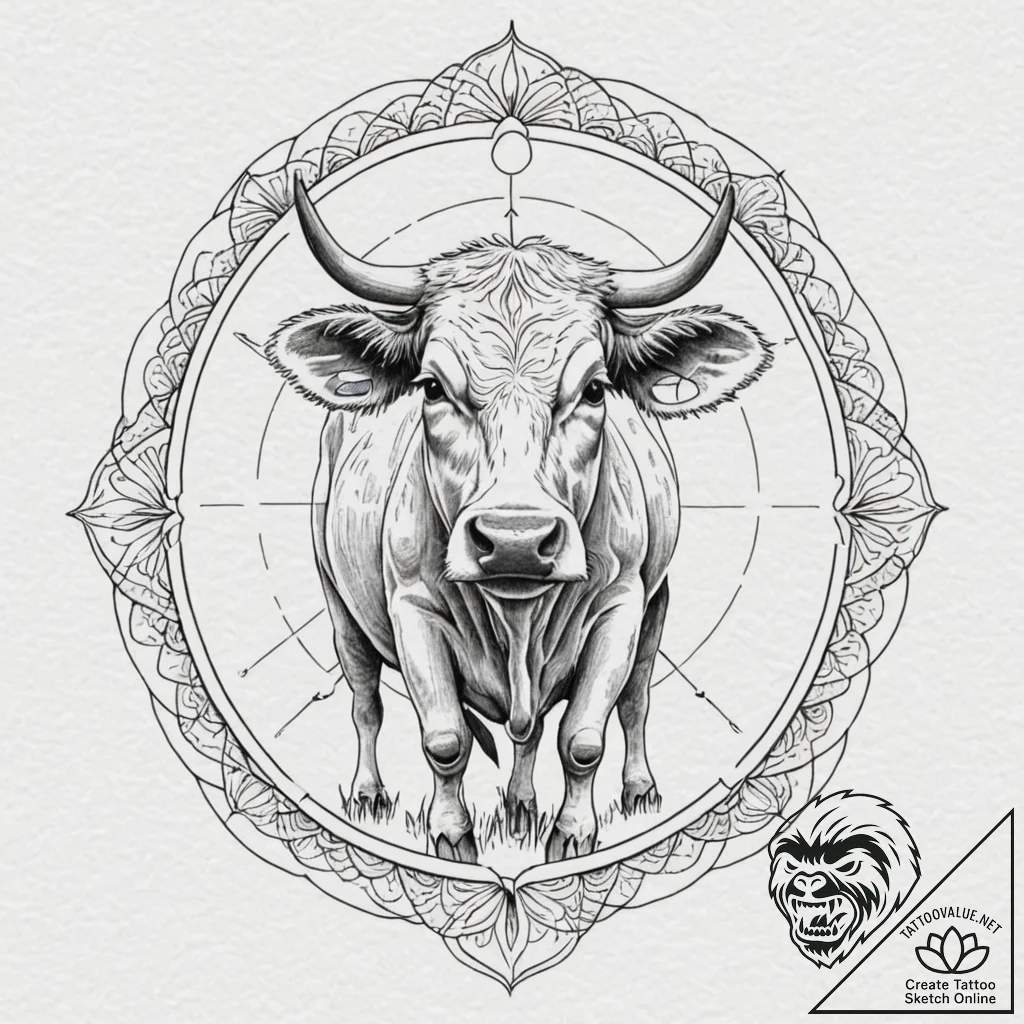 A classic bell on a cow, rural,, concept art... - tattoo sketch (№1753400206_0, 24.07.2025 23:36) — tattoovalue.net