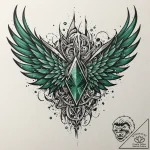 Emerald wings beneath shattered sky, tattoo f… – tattoo sketch (№1753400411_0, 24.07.2025 23:40) — tattoovalue.net