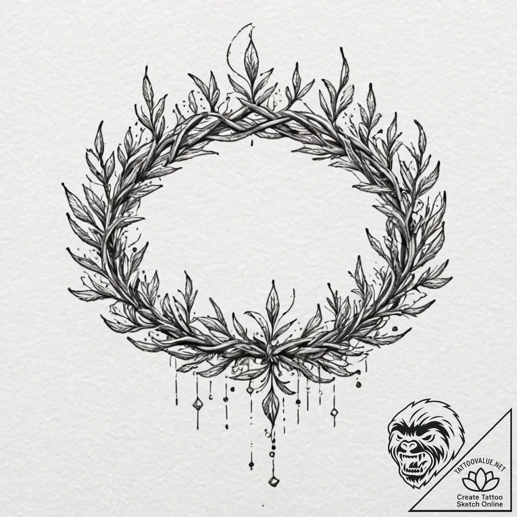 Ancient crown wrapped in barbed vines, tattoo... - tattoo sketch (№1753401024_0, 24.07.2025 23:50) — tattoovalue.net