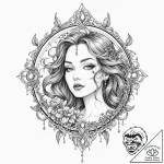 Witch mirror swallowing reflection, tattoo fl… – tattoo sketch (№1753401229_0, 24.07.2025 23:53) — tattoovalue.net