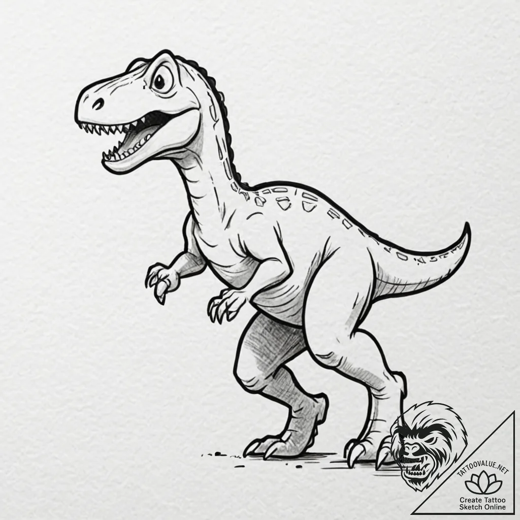 Internet browser error dinosaur, running, tat... - tattoo sketch (№1753402858_0, 25.07.2025 00:20) — tattoovalue.net
