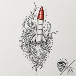 Payload fairing of a rocket, opening to relea… – tattoo sketch (№1753403265_0, 25.07.2025 00:27) — tattoovalue.net
