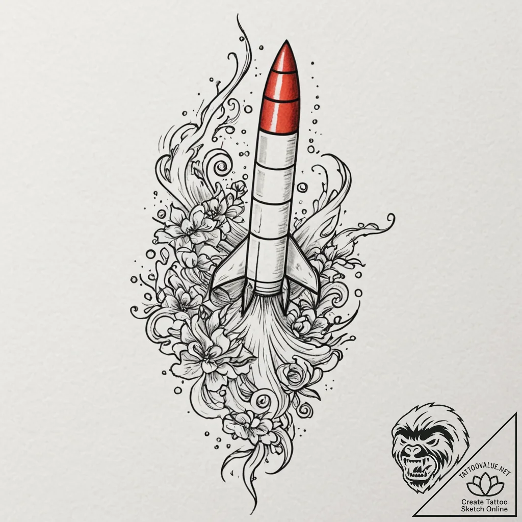 Payload fairing of a rocket, opening to relea... - tattoo sketch (№1753403265_0, 25.07.2025 00:27) — tattoovalue.net