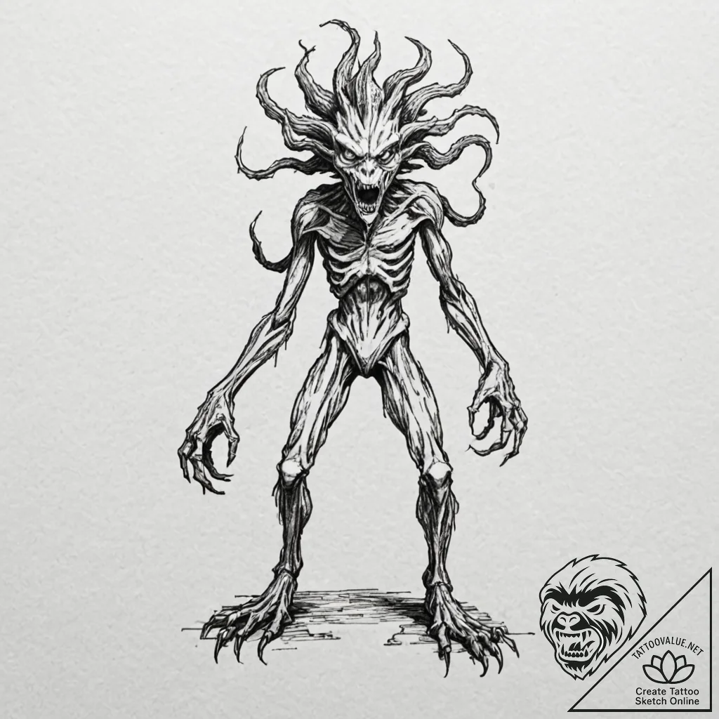 A demogorgon from stranger things, concept ar... - tattoo sketch (№1753403673_0, 25.07.2025 00:34) — tattoovalue.net