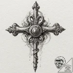 Key turning within bone lock, artistic tattoo… – tattoo sketch (№1753404274_0, 25.07.2025 00:44) — tattoovalue.net