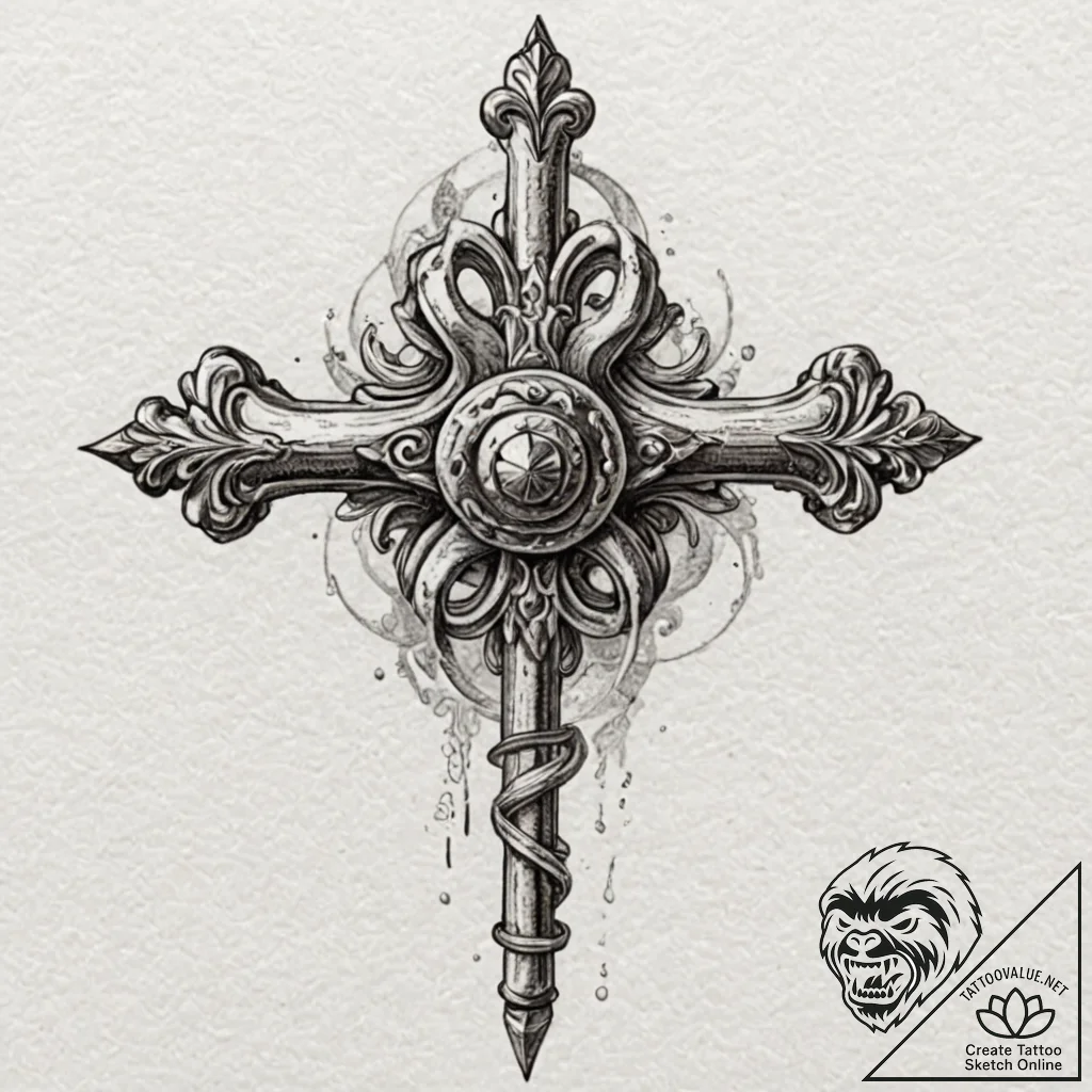 Key turning within bone lock, artistic tattoo... - tattoo sketch (№1753404274_0, 25.07.2025 00:44) — tattoovalue.net