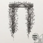 Razor vine strangling ancient gate, tattoo dr… – tattoo sketch (№1753404473_0, 25.07.2025 00:47) — tattoovalue.net