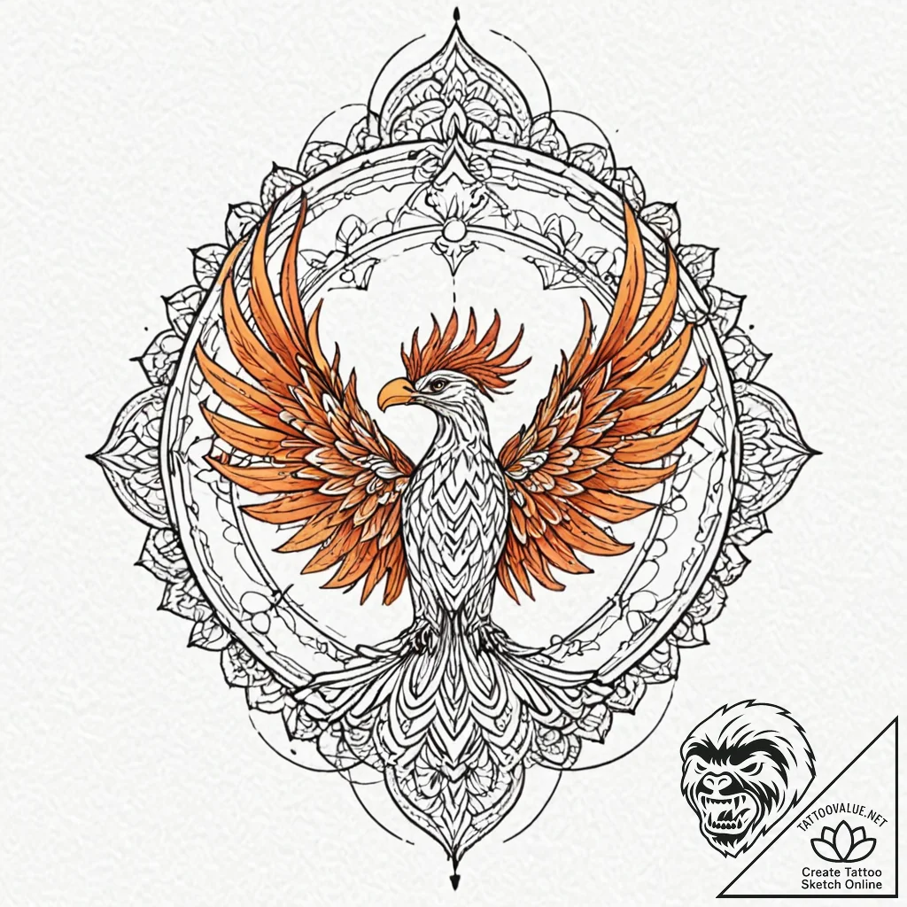 Phoenix rising from ashes (already there, but... - tattoo sketch (№1753404671_0, 25.07.2025 00:51) — tattoovalue.net