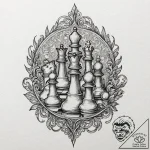 Chess, tattoo sketch design, on a clean white… – tattoo sketch (№1753405464_0, 25.07.2025 01:04) — tattoovalue.net