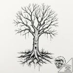 Forgotten tree with bone roots, tattoo sketch… – tattoo sketch (№1753405662_0, 25.07.2025 01:07) — tattoovalue.net