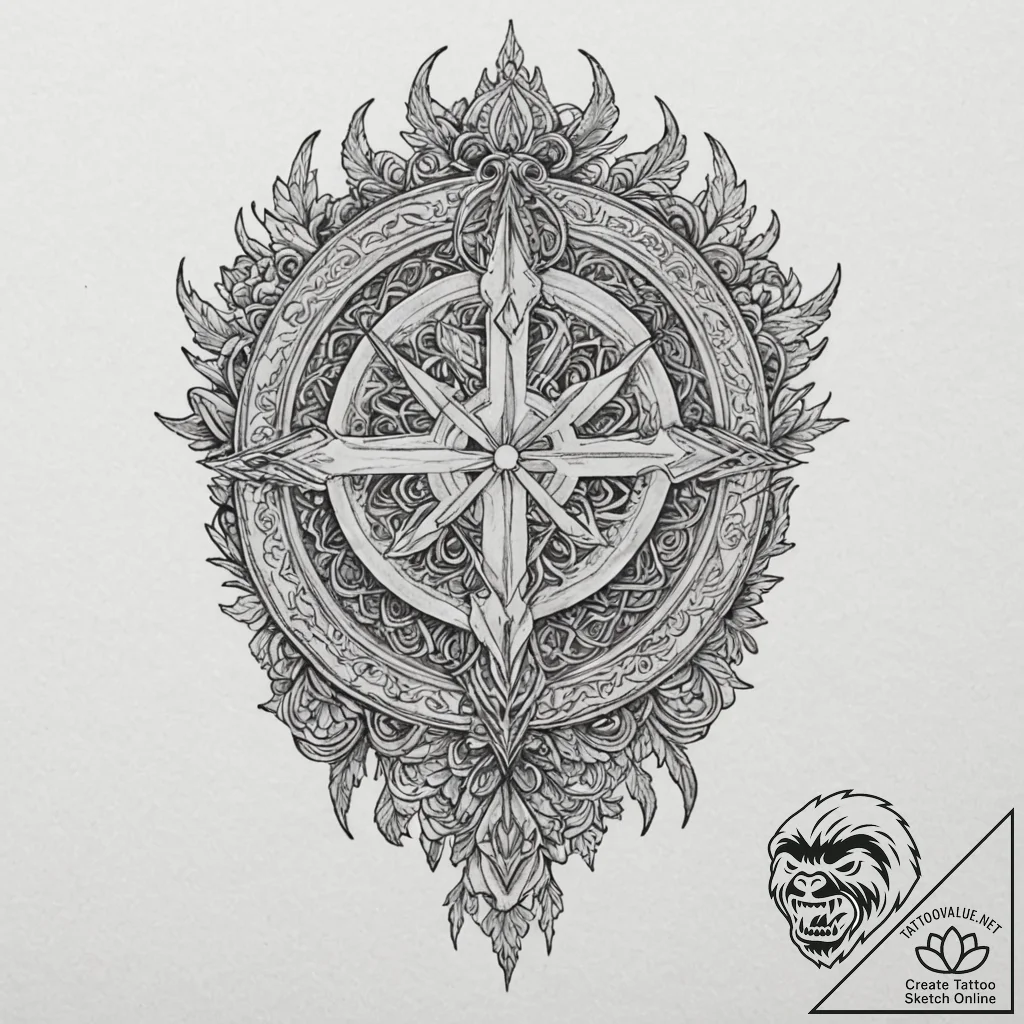 Plate armor cracked with runes, artistic tatt... - tattoo sketch (№1753407658_0, 25.07.2025 01:40) — tattoovalue.net