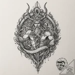 Neptune’s trident emerging from a stormy sea,… – tattoo sketch (№1753407864_0, 25.07.2025 01:44) — tattoovalue.net