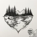 A peaceful bridge over a calm river, nature l… – tattoo sketch (№1753408270_0, 25.07.2025 01:51) — tattoovalue.net
