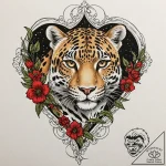 Leopard shadow stalking stars, tattoo flash s… – tattoo sketch (№1753408475_0, 25.07.2025 01:54) — tattoovalue.net
