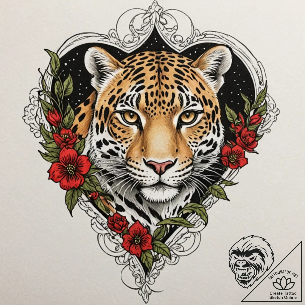 Leopard shadow stalking stars, tattoo flash s... - tattoo sketch (№1753408475_0, 25.07.2025 01:54) — tattoovalue.net
