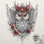 Owl wings crowned with thorns, ink illustrati… – tattoo sketch (№1753408679_0, 25.07.2025 01:57) — tattoovalue.net