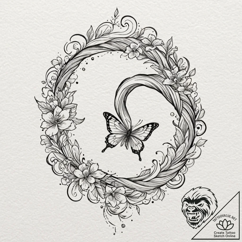 Astral butterfly flying through void, ink ill... - tattoo sketch (№1753408882_0, 25.07.2025 02:01) — tattoovalue.net