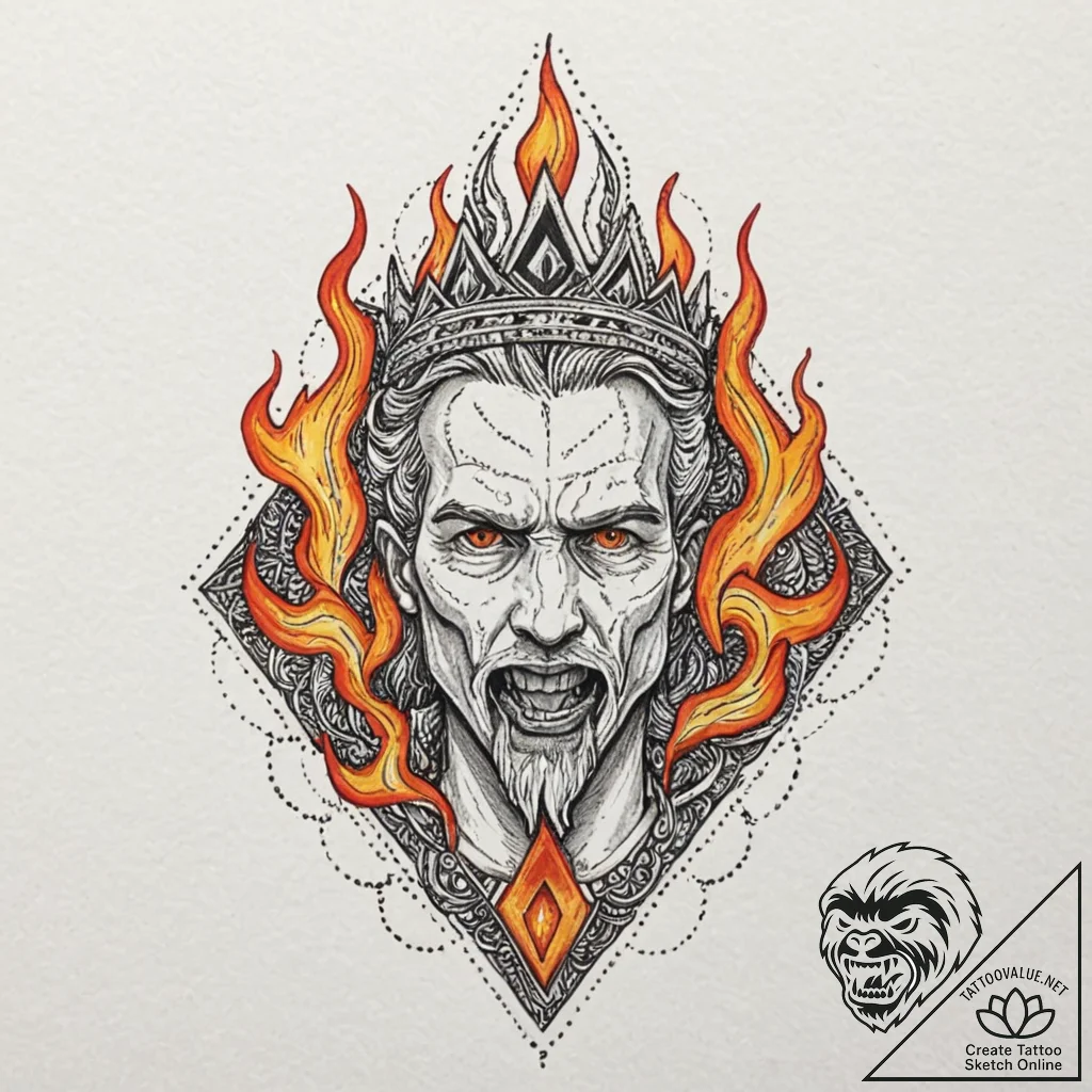 Kingр р†р вђљрівђћсћs crown devouring flame,... - tattoo sketch (№1753409702_0, 25.07.2025 02:15) — tattoovalue.net