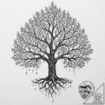 Ice tree growing through bones, artistic tatt… – tattoo sketch (№1753410724_0, 25.07.2025 02:32) — tattoovalue.net