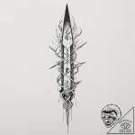 Obelisk cracked with glowing runes, tattoo dr… – tattoo sketch (№1753411750_0, 25.07.2025 02:49) — tattoovalue.net