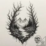 Underworld flame tearing through mist, ink il… – tattoo sketch (№1753412573_0, 25.07.2025 03:02) — tattoovalue.net