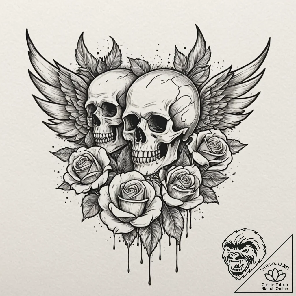 Jagged wings tearing through mist, concept ar... - tattoo sketch (№1753412981_0, 25.07.2025 03:09) — tattoovalue.net