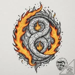 Flaming serpent through shattered mirror, tat… – tattoo sketch (№1753414002_0, 25.07.2025 03:26) — tattoovalue.net