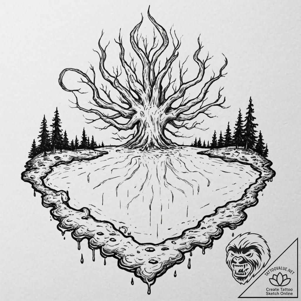 Eldritch horror visible only in the reflectio... - tattoo sketch (№1753414619_0, 25.07.2025 03:36) — tattoovalue.net