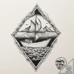 Paper boat sailing on a sea of ink, tattoo sk… – tattoo sketch (№1753415028_0, 25.07.2025 03:43) — tattoovalue.net
