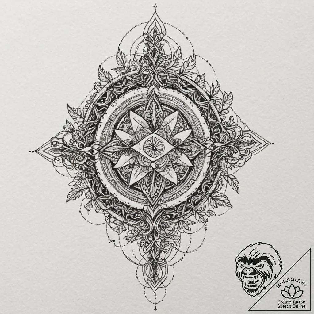 Nether vines gripping relic, artistic tattoo... - tattoo sketch (№1753415438_0, 25.07.2025 03:50) — tattoovalue.net
