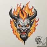 Raging wildfire consuming a forest, with a fi… – tattoo sketch (№1753416053_0, 25.07.2025 04:00) — tattoovalue.net