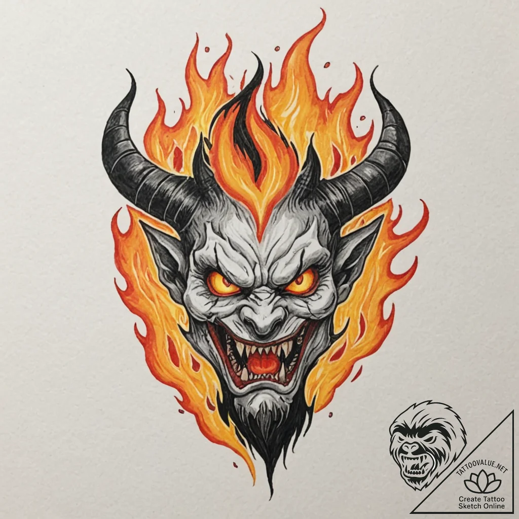Raging wildfire consuming a forest, with a fi... - tattoo sketch (№1753416053_0, 25.07.2025 04:00) — tattoovalue.net