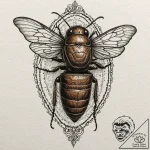 Cicada emerging from a chrysalis of bronze, t… – tattoo sketch (№1753416668_0, 25.07.2025 04:11) — tattoovalue.net