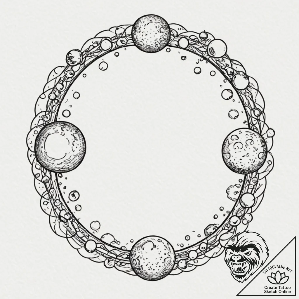 Outer ring of shattered moons, tattoo line ar... - tattoo sketch (№1753416873_0, 25.07.2025 04:14) — tattoovalue.net
