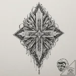 Frozen relic glowing beneath ice, concept art… – tattoo sketch (№1753417281_0, 25.07.2025 04:21) — tattoovalue.net