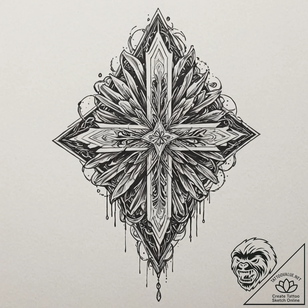 Frozen relic glowing beneath ice, concept art... - tattoo sketch (№1753417281_0, 25.07.2025 04:21) — tattoovalue.net