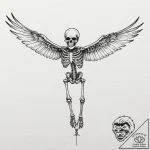Skeleton of a bird in mid-flight, tattoo flas… – tattoo sketch (№1753417896_0, 25.07.2025 04:31) — tattoovalue.net