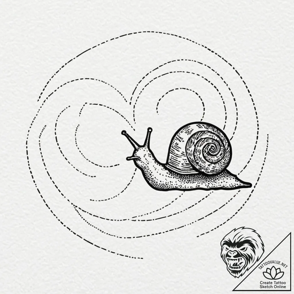 Snail leaving a rainbow trail, tattoo drawing... - tattoo sketch (№1753418101_0, 25.07.2025 04:35) — tattoovalue.net