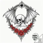 Angel bat hanging in moonlight, ink illustrat… – tattoo sketch (№1753418307_0, 25.07.2025 04:38) — tattoovalue.net